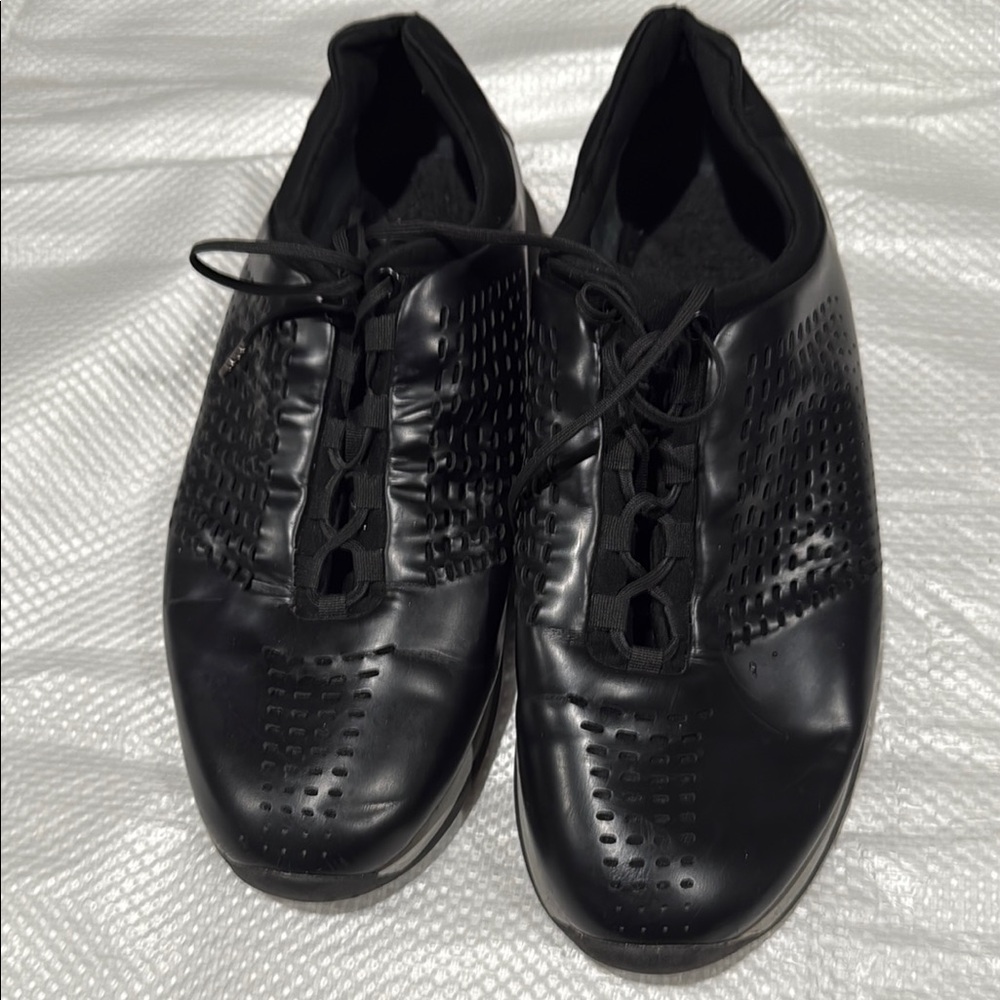 Black Sneakers with Perforated Design and Classic Laces